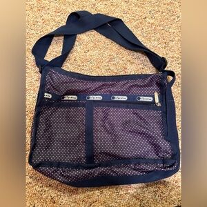 LeSportSac The Deluxe Everyday Multiuse Bag - Polkadot, Blue, White